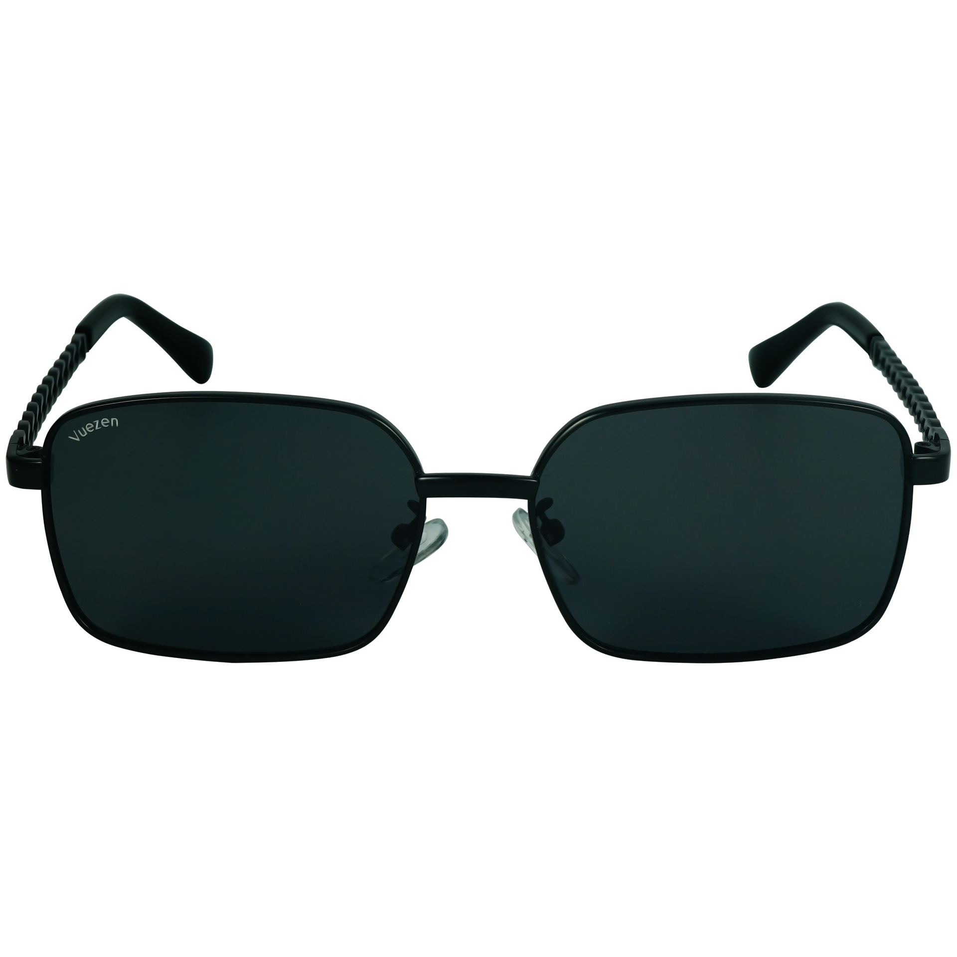 Retro Rectangle Polarized Sunglasses – Full Rim Metal Frame Black