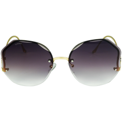 Vuezen Nonagon Round Half-Rim Sunglasses for Women – Metal Frame, HD Lenses