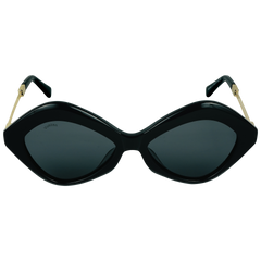 Modern Black Cat-Eye Sunglasses with Golden Temples – For Women